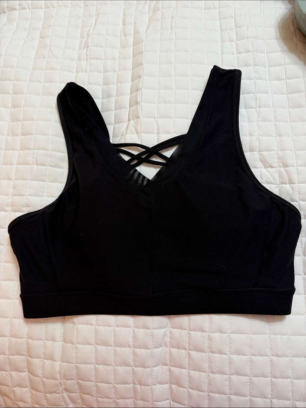 Avia Black Strappy V-Neck Bralette - Women Intimates Size Large